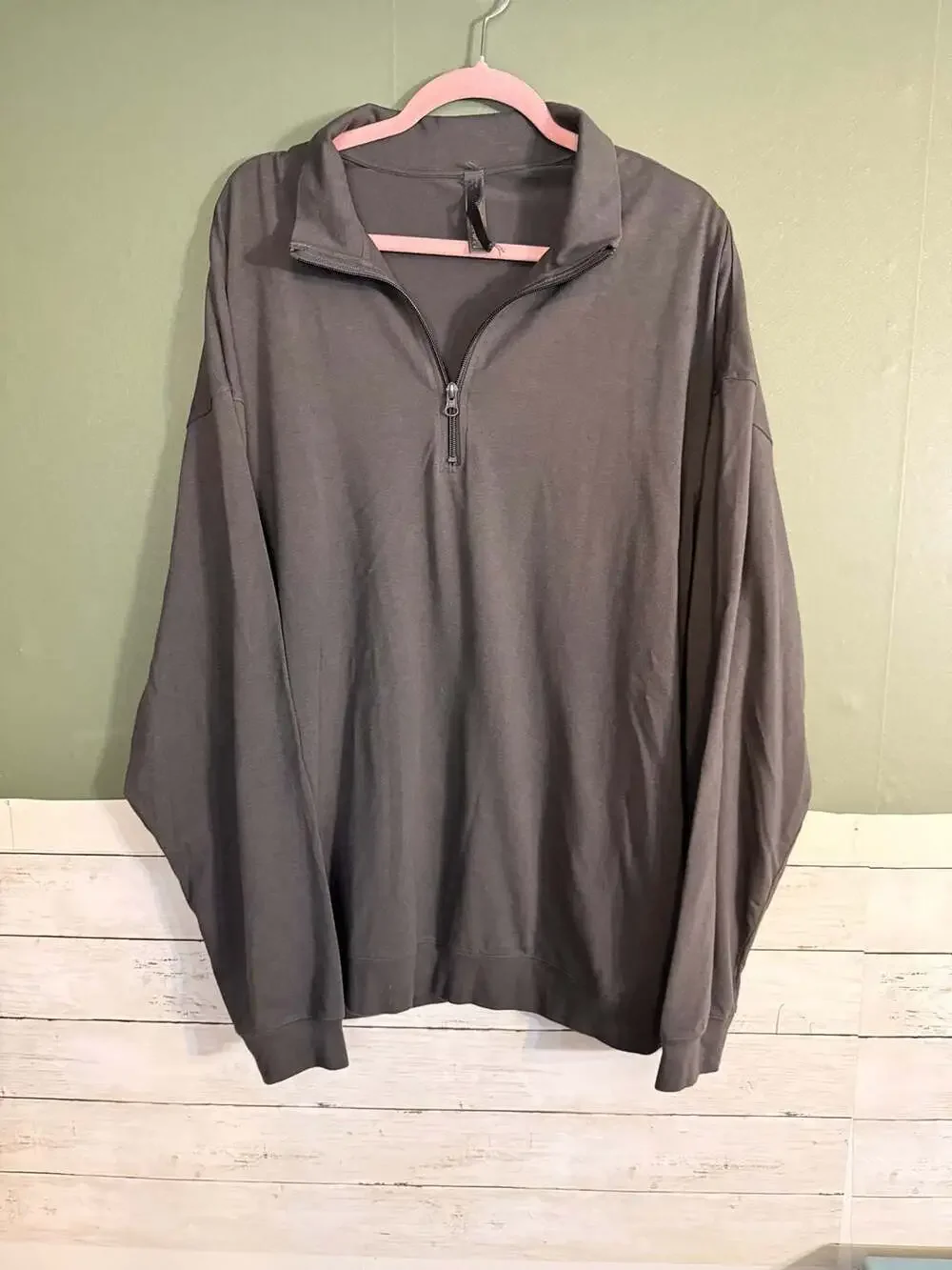 SKIMS Quarter Zip XL Fleece Pullover Sweatshirt Charcoal Grey Activewear